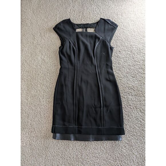rag & bone Dresses & Skirts - Rag and Bone Black Cutout Faux Leather Trim Sheath Dress Sz 4